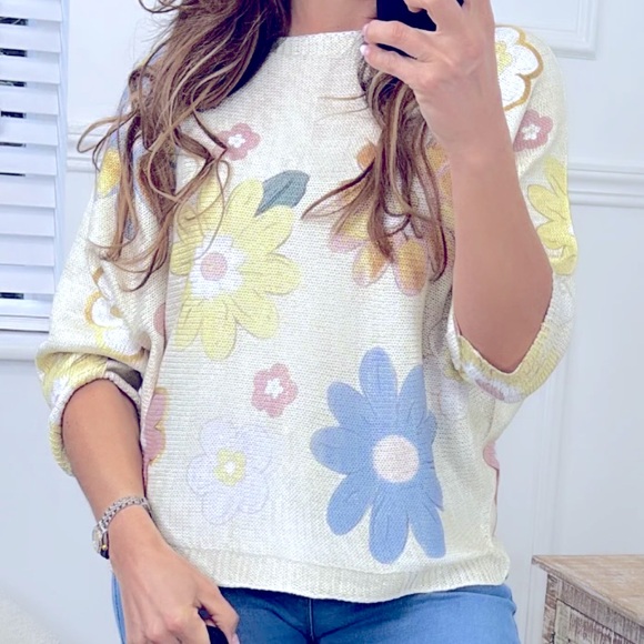 MADE IN ITALY FLORAL PRINT KNIT SWEATER - Picture 2 of 2